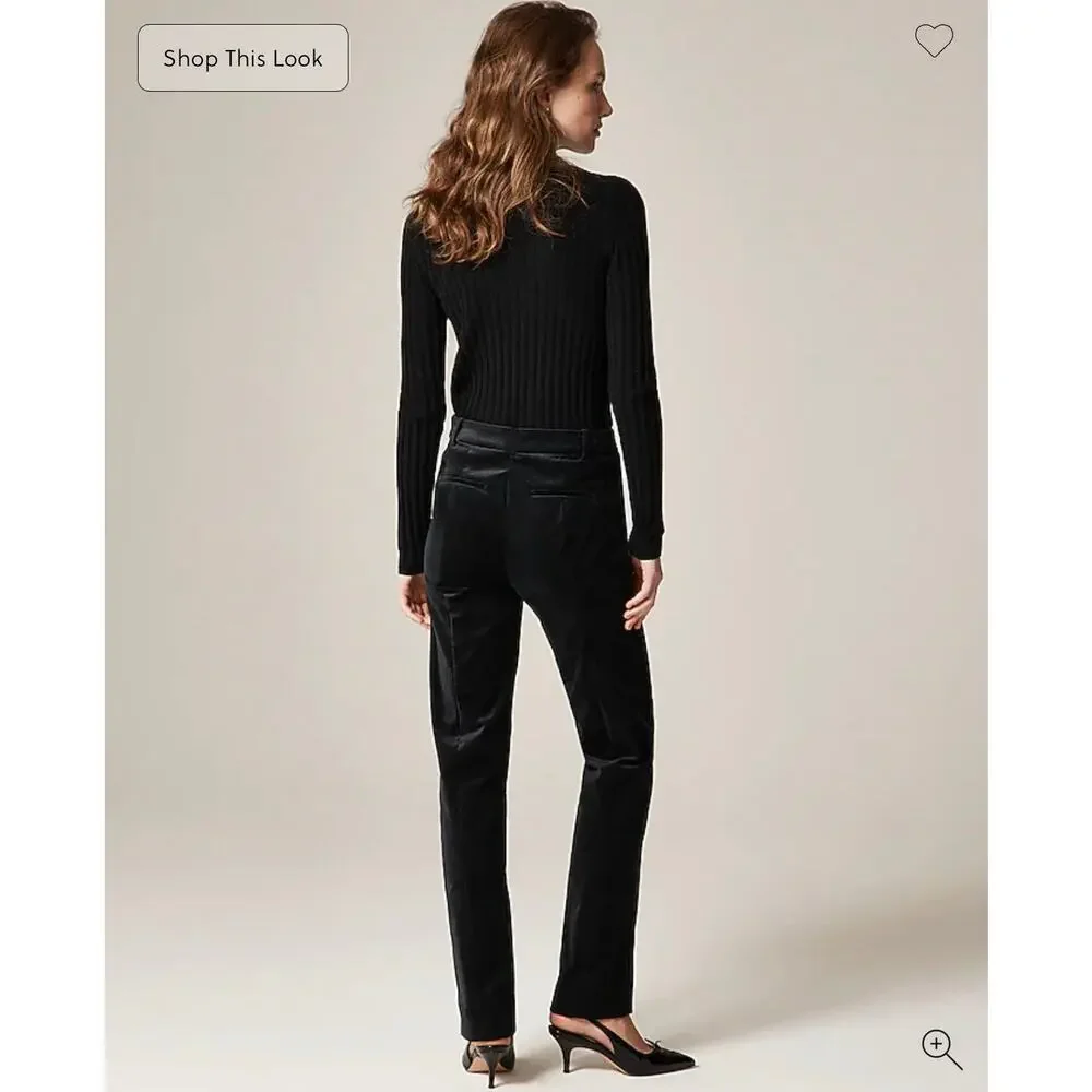 J. Crew Stella pant in velvet Black NWT size 00P